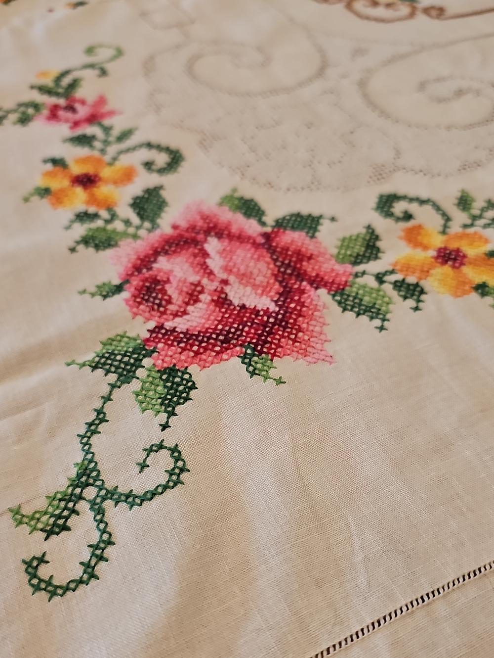 Vintage Handmade Embroidered Tablecloth
